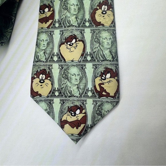 Looney Toons Tazmanian Devil Taz Dollar Bill Vintage Collectible Tie - Picture 3 of 7